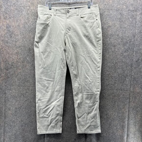 Under Armour Pants Men 34x30 Khaki Chino Flat Front Tan Beige Loose UA stretch - Picture 1 of 14